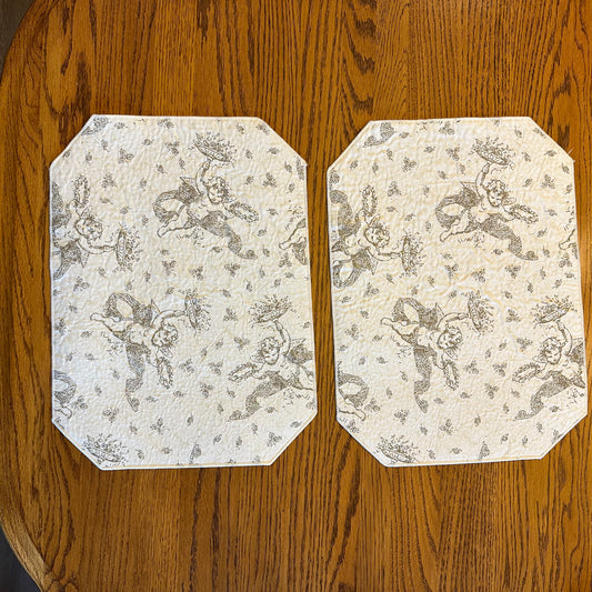 Off White Placemat, Cherub Design, Set of 2