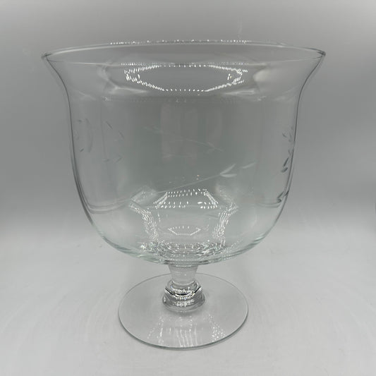 Princess House 9" Pedestal Bowl, Etched Heritage Design