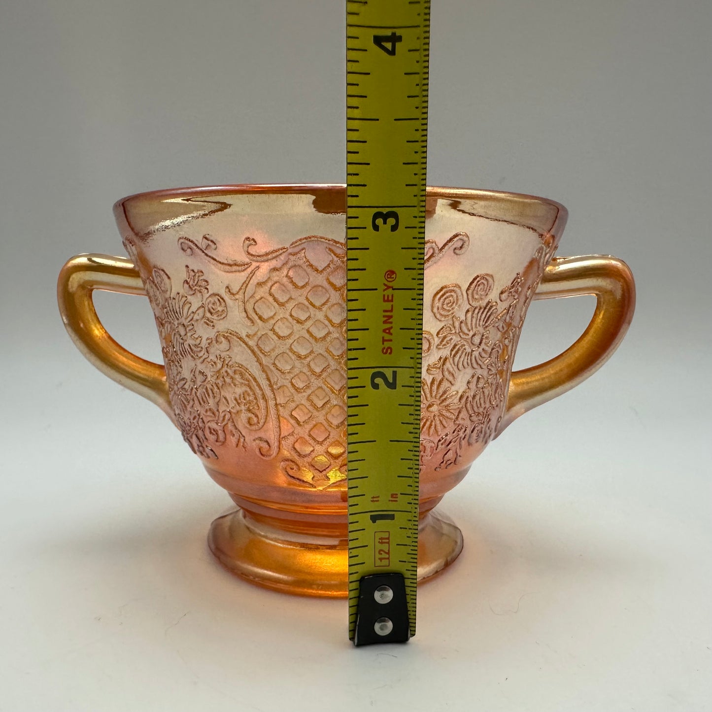 Federal Glass Normandie Marigold Carnival Glass Open Sugar Bowl