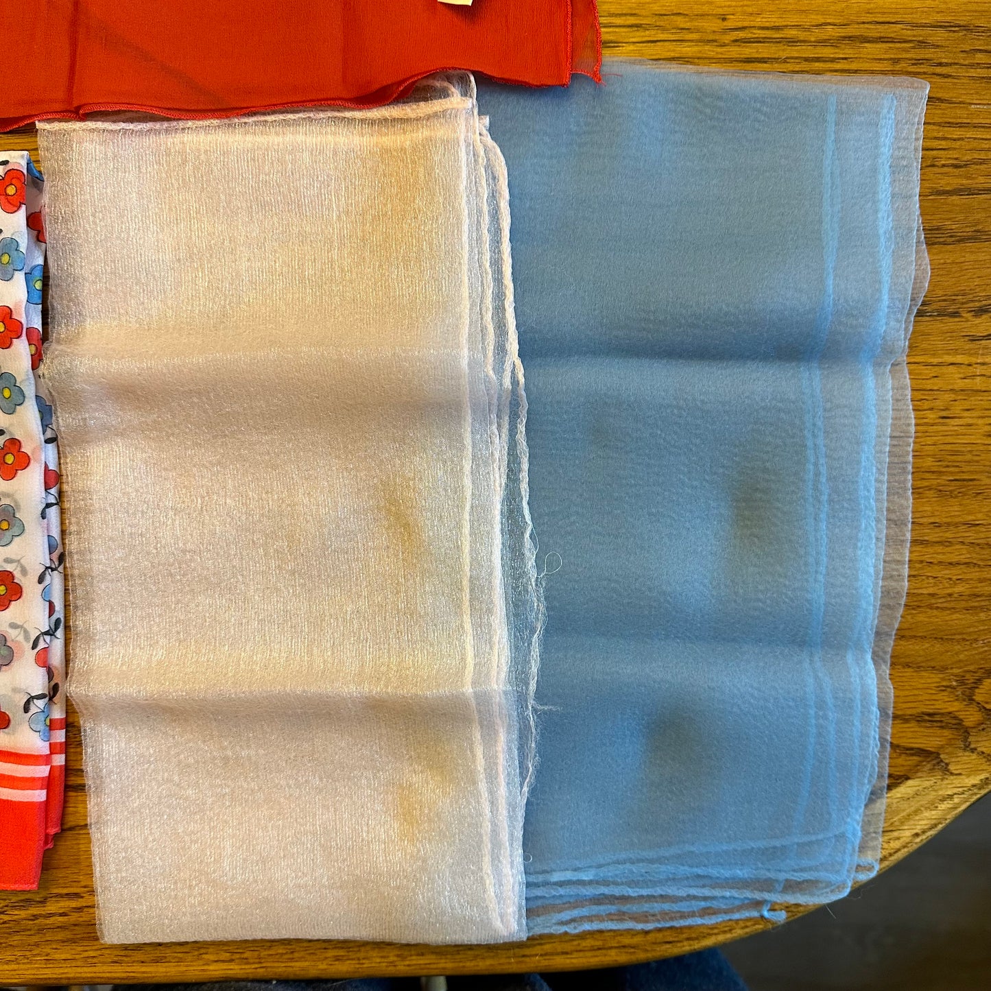 Scarves- Reds, Blues, Pinks- Mixed Textiles & Sizes- Lot of 8