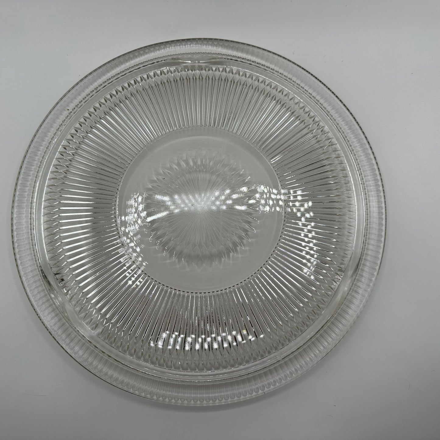 Jeannette Glass Anniversary Clear Cake Plate