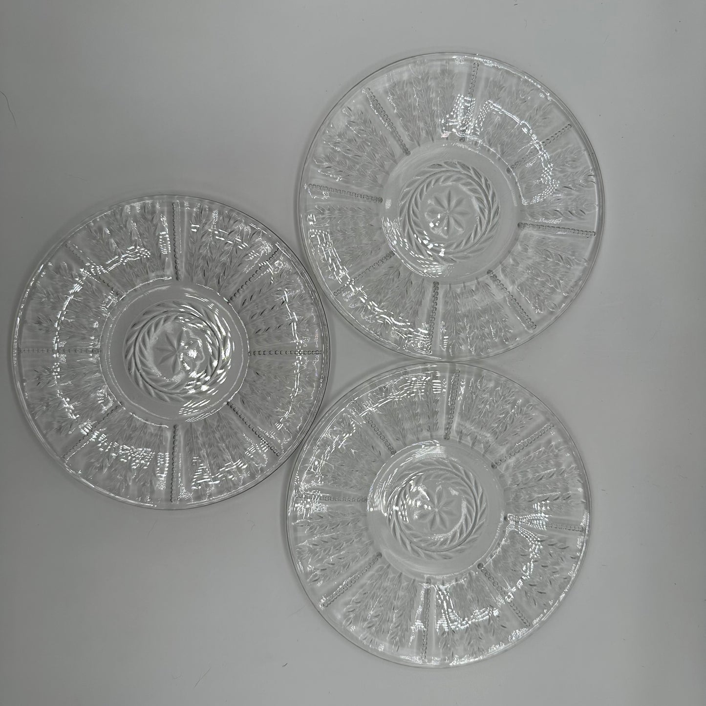 Federal Glass Bread & Butter Plate, Wheat and Star, Clear, Set of 3