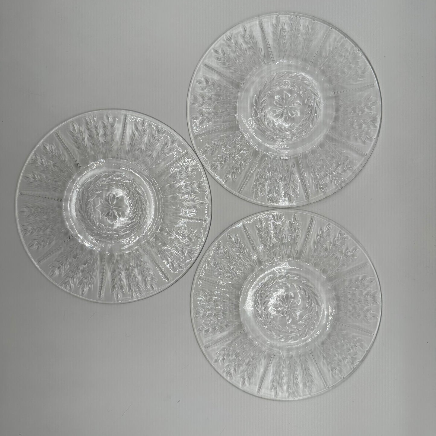 Federal Glass Bread & Butter Plate, Wheat and Star, Clear, Set of 3
