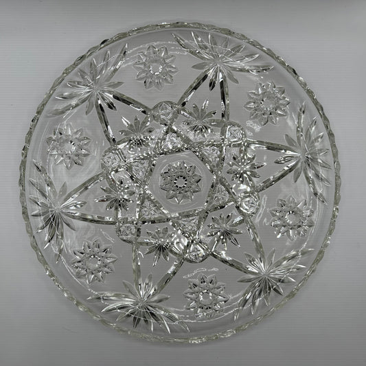 Anchor Hocking Early American Prescut 13" Torte Plate Cupped Edge