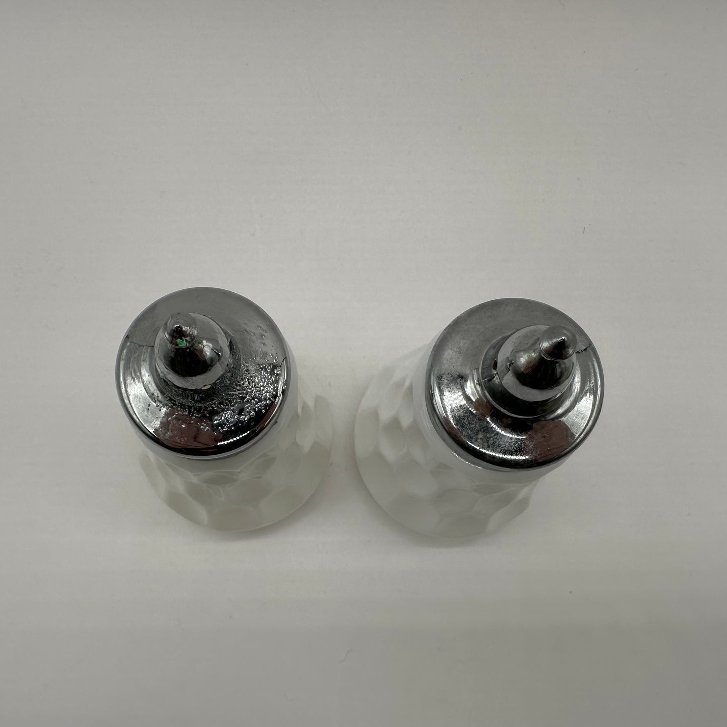 Fenton Milk Glass Salt and Pepper Shakers, Thumbprint Pattern