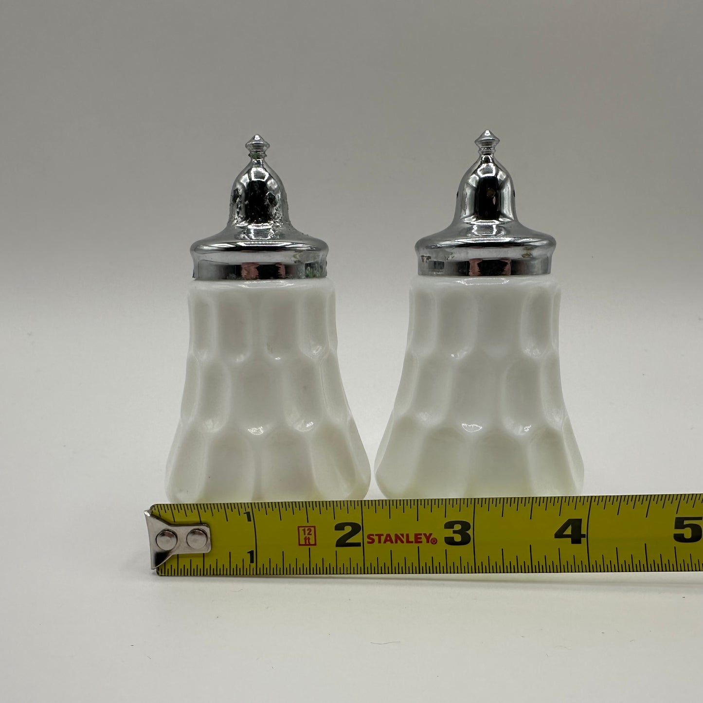 Fenton Milk Glass Salt and Pepper Shakers, Thumbprint Pattern