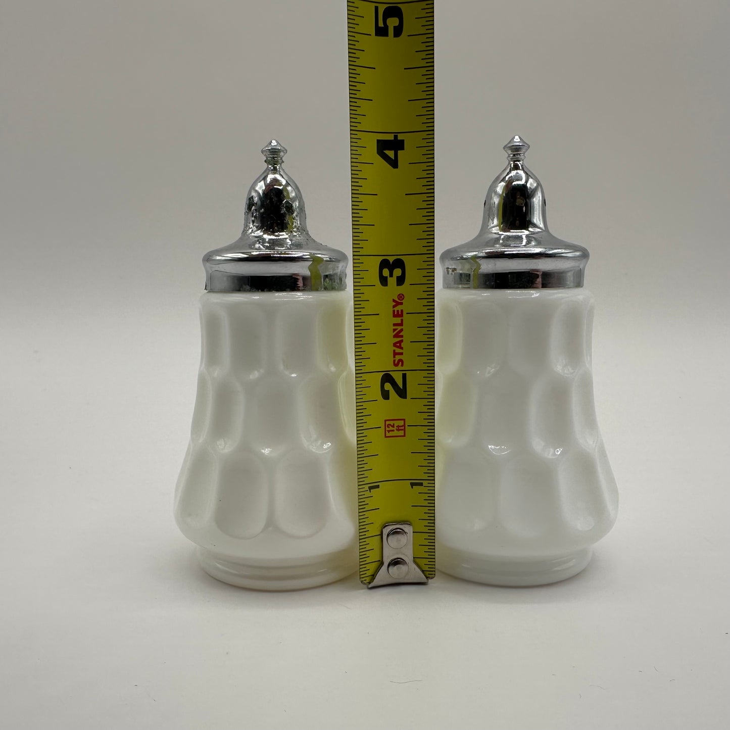 Fenton Milk Glass Salt and Pepper Shakers, Thumbprint Pattern