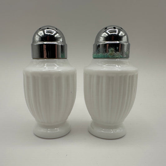 Fostoria Milk Glass Salt and Pepper Shakers Randolph Pattern