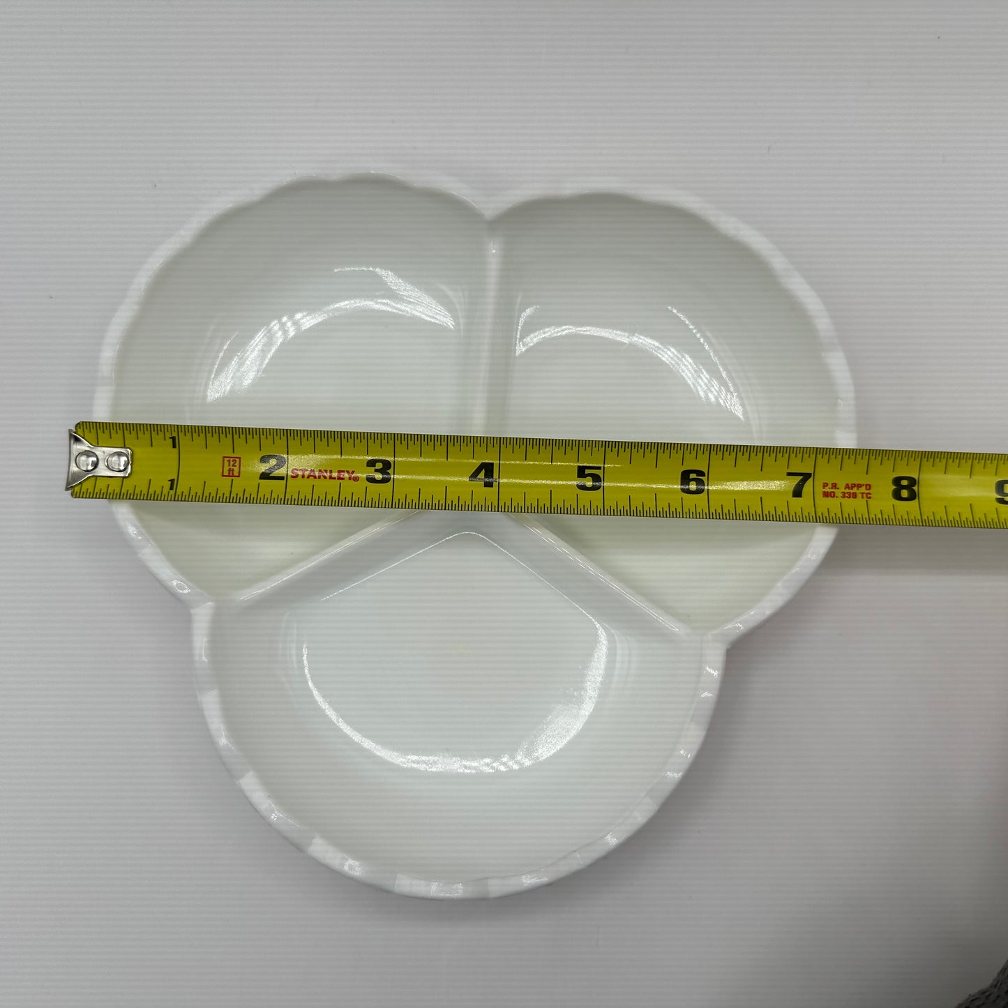 Fenton Milk Glass Hobnail Scalloped Edge Divided Dish