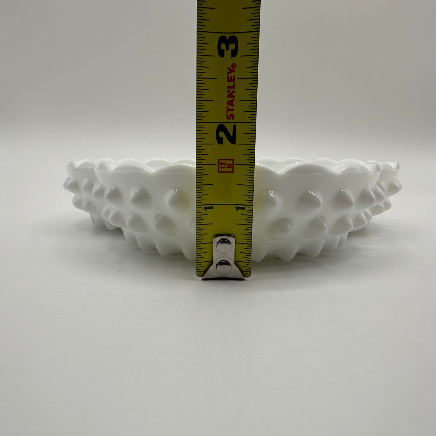 Fenton Milk Glass Hobnail Scalloped Edge Divided Dish