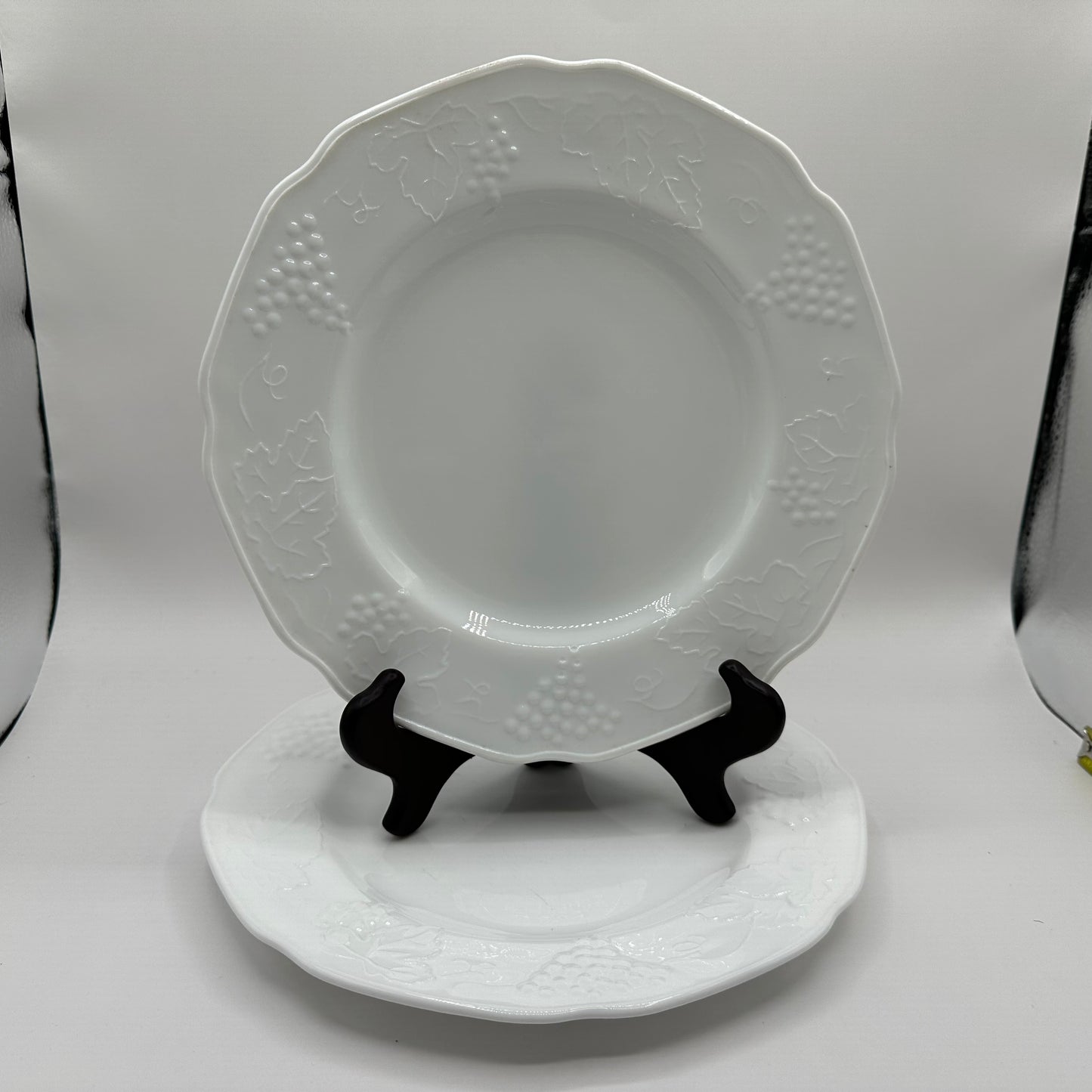 Indiana Milk Glass Plates, Colony Harvest Pattern, Set of 2