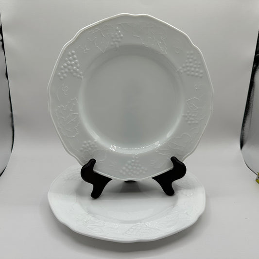 Indiana Milk Glass Plates, Colony Harvest Pattern, Set of 2