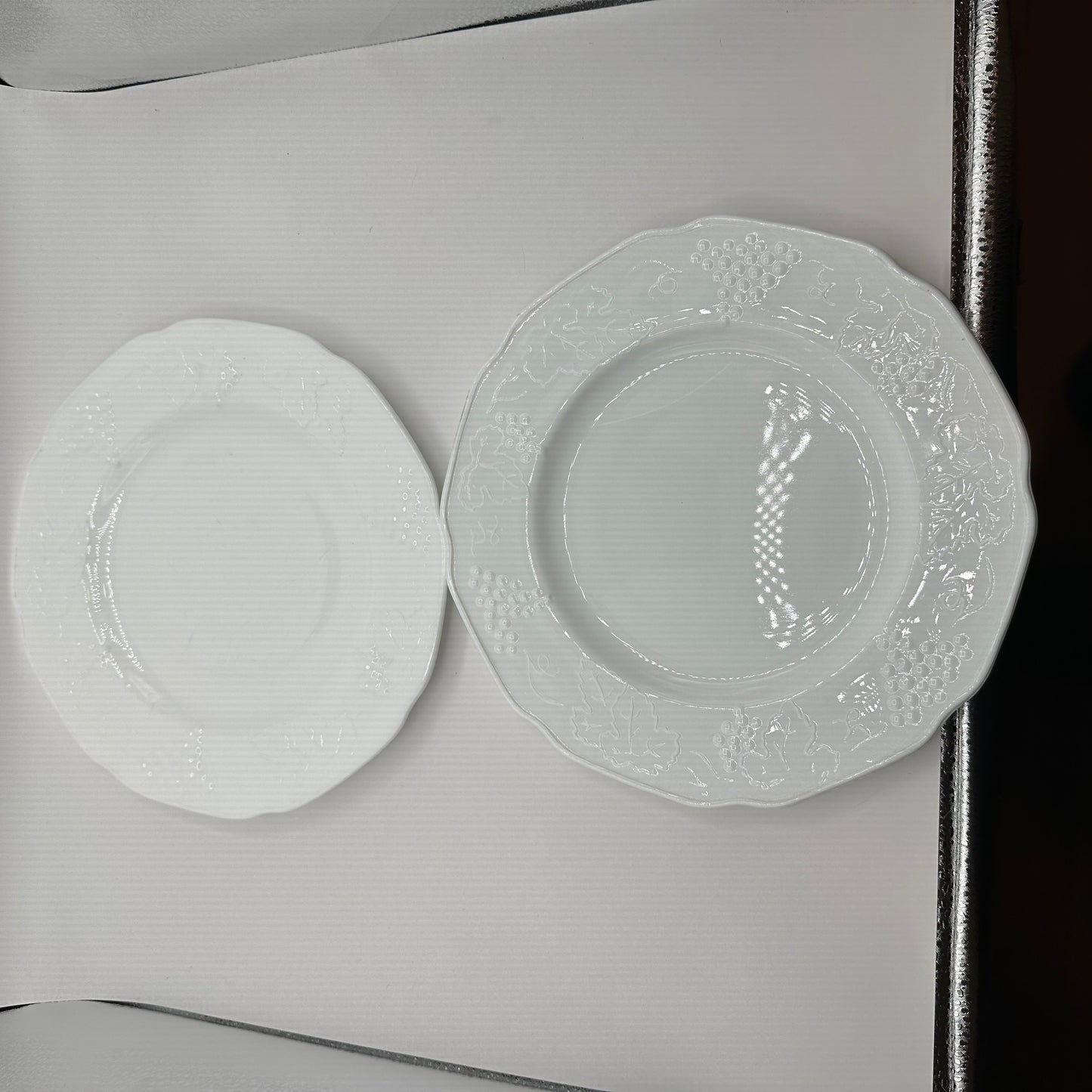 Indiana Milk Glass Plates, Colony Harvest Pattern, Set of 2