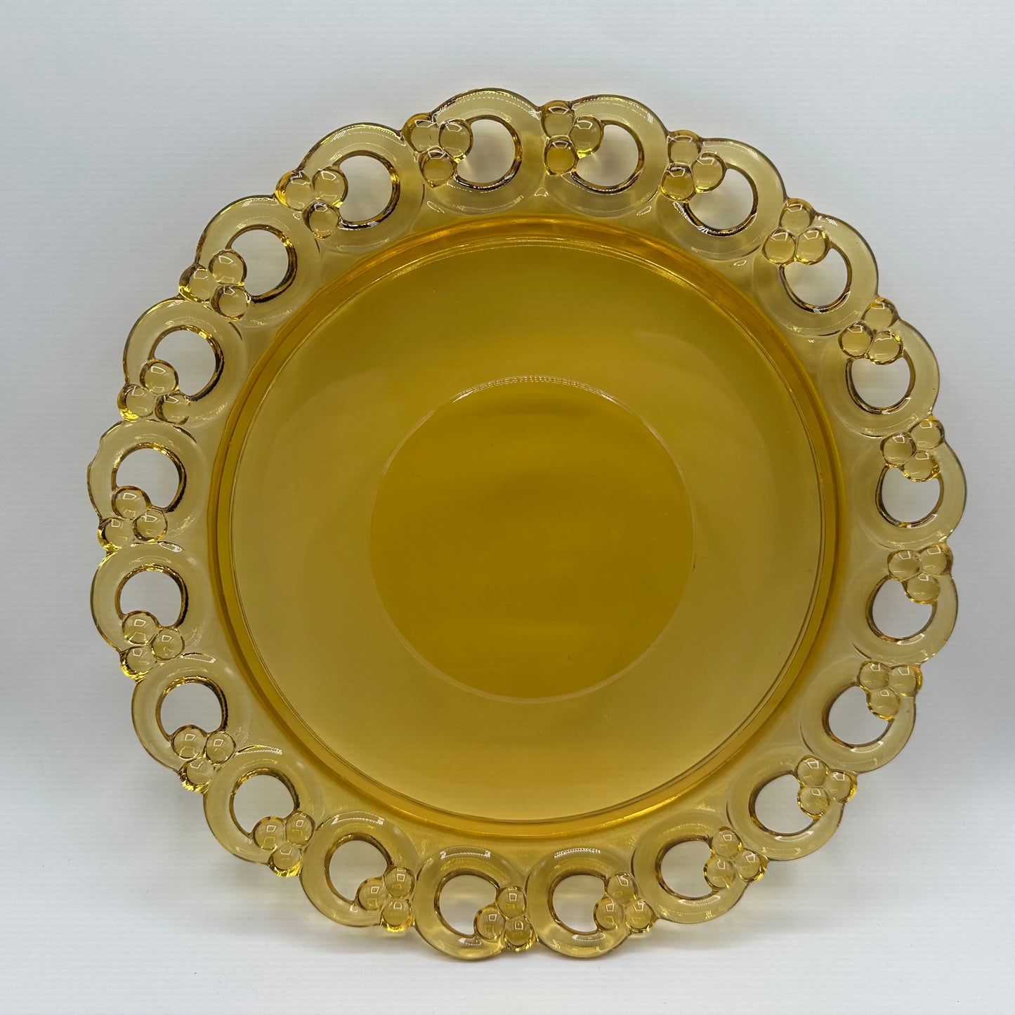 Josef Inwald Czech Dark Amber Round Platter, Lace Pattern 12"