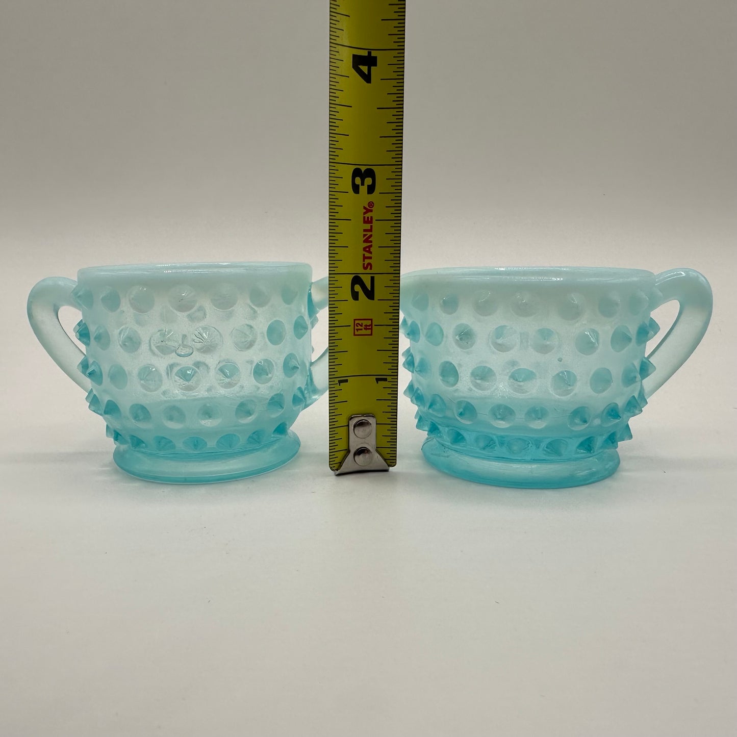 Fenton Hobnail Blue Opalescent Individual Sugar and Creamer