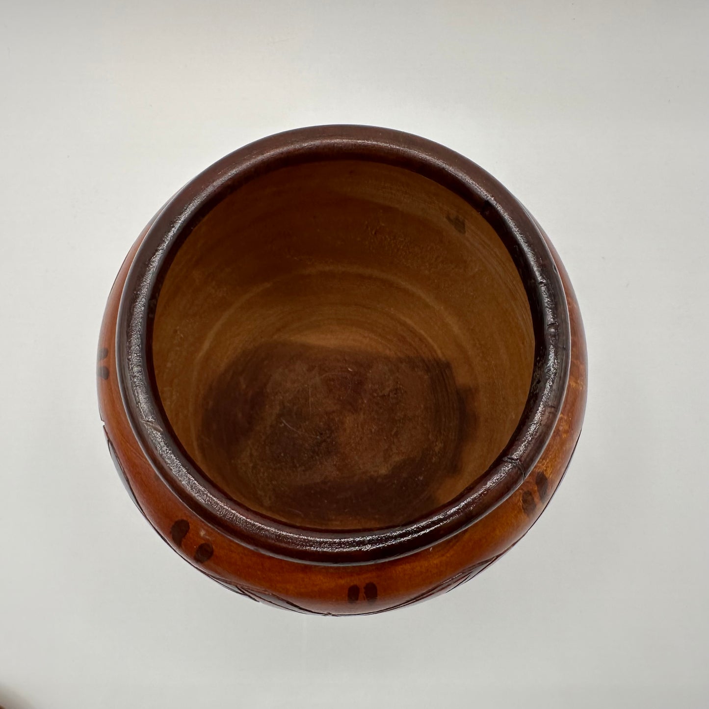 Hand Carved Wooden Jar with Lid, Floral Pattern, 8"