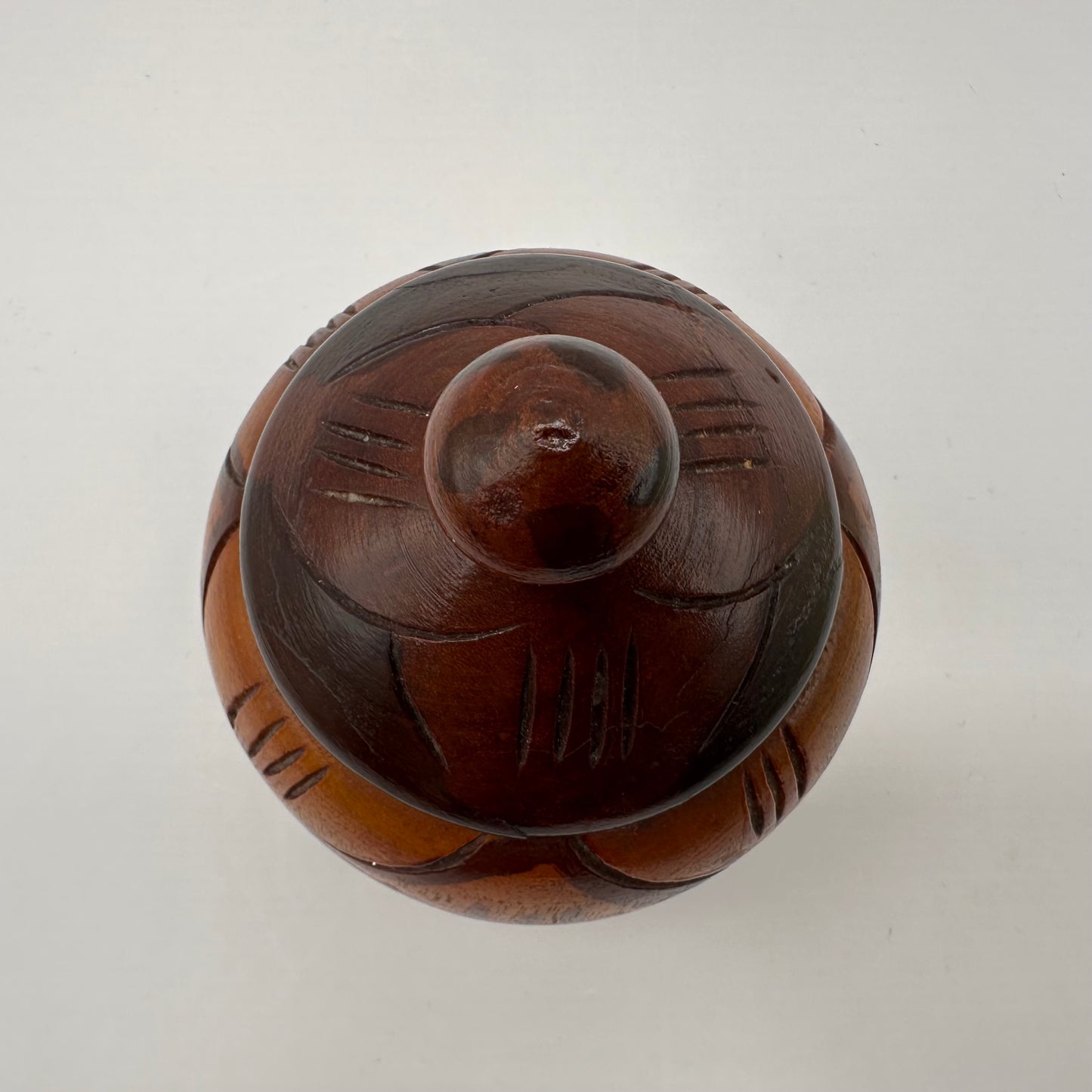 Hand Carved Wooden Jar with Lid, 3.5"