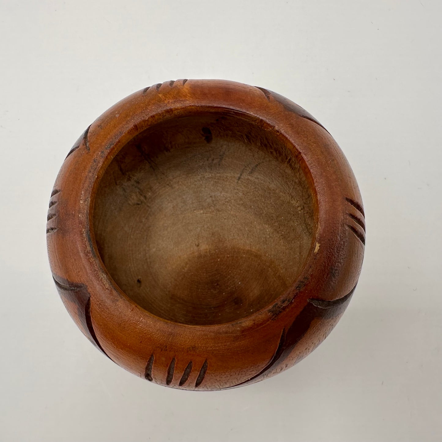 Hand Carved Wooden Jar with Lid, 3.5"