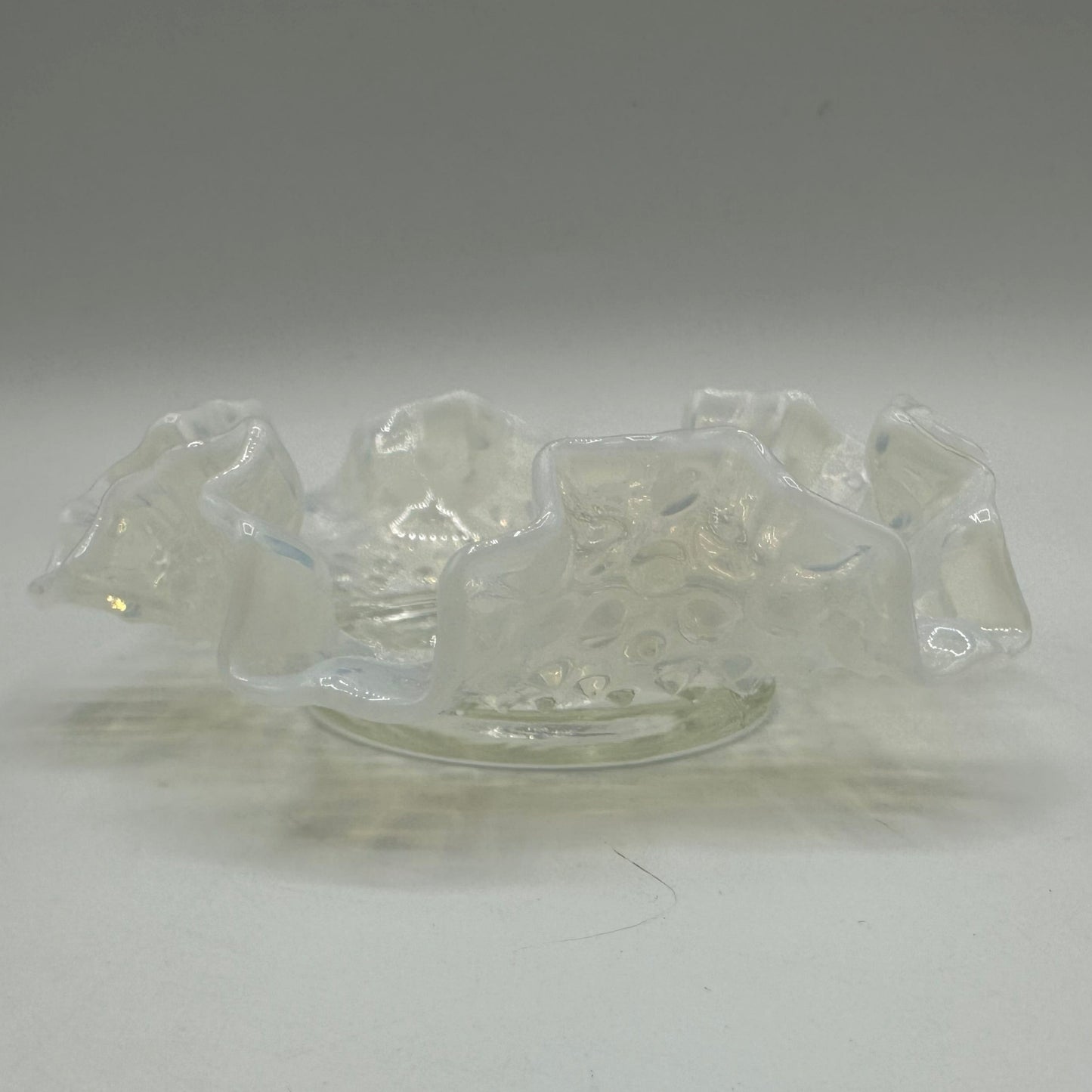 Fenton White Opalescent Hobnail Bon Bon Dish 5"