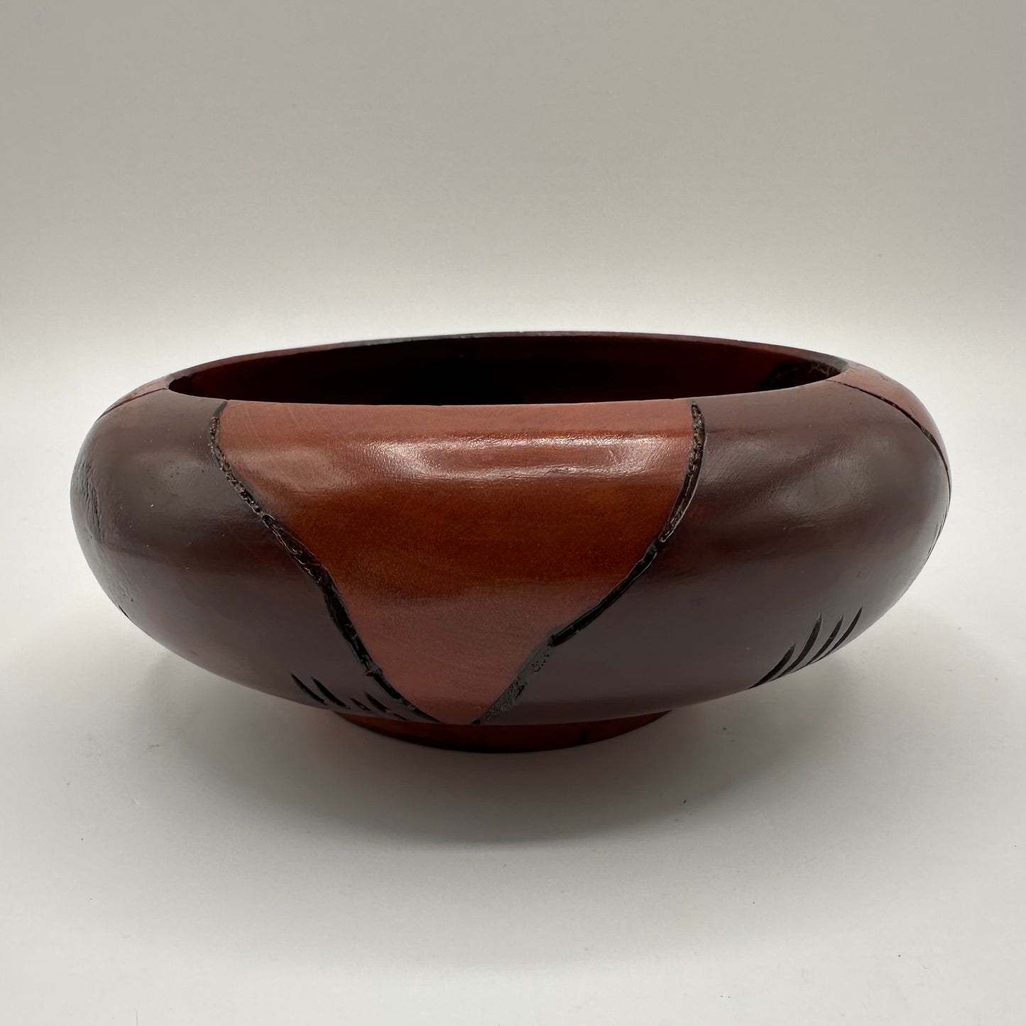 Wood Salad Bowl, Flower Design, Hand Carved, Set of 6