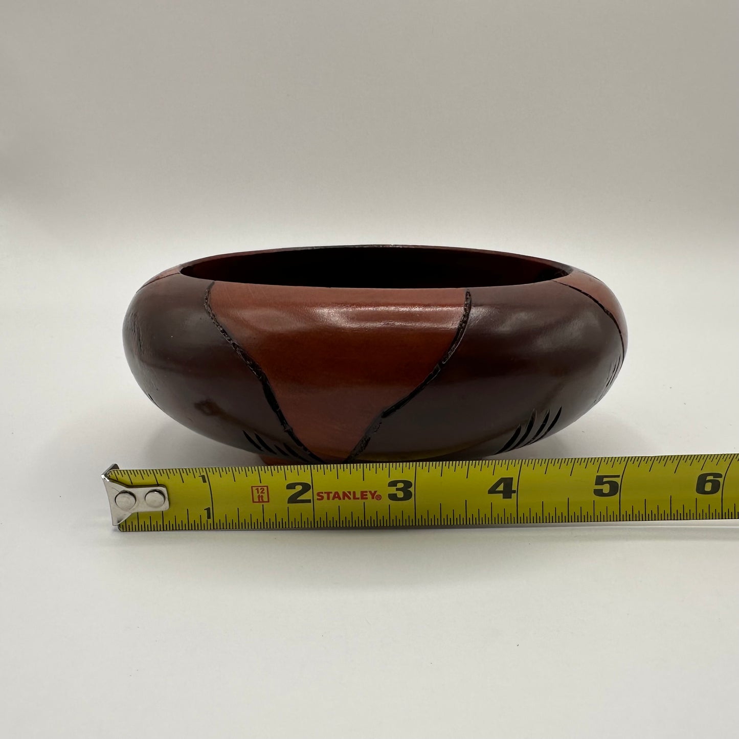 Wood Salad Bowl, Flower Design, Hand Carved, Set of 6