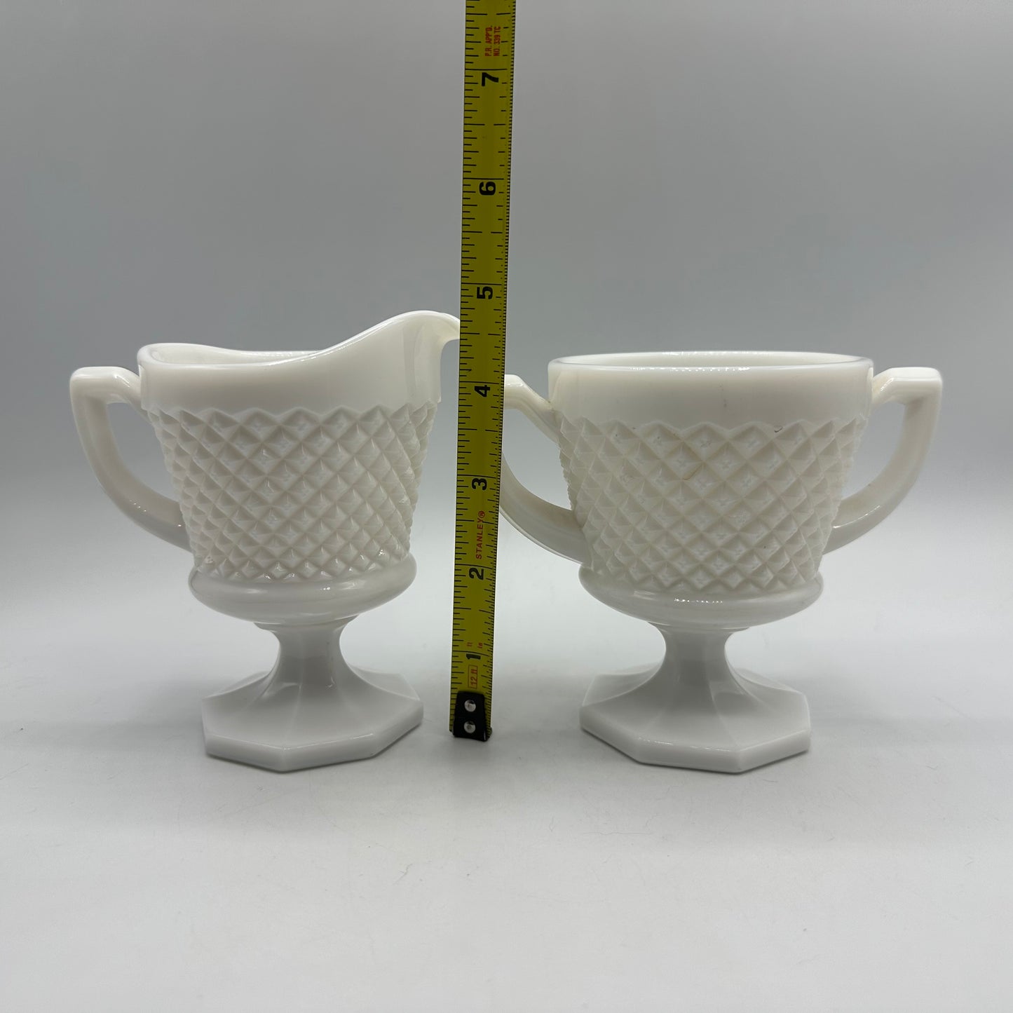 Westmoreland English Hobnail Sugar and Creamer Pedestal Set, Milk Glass
