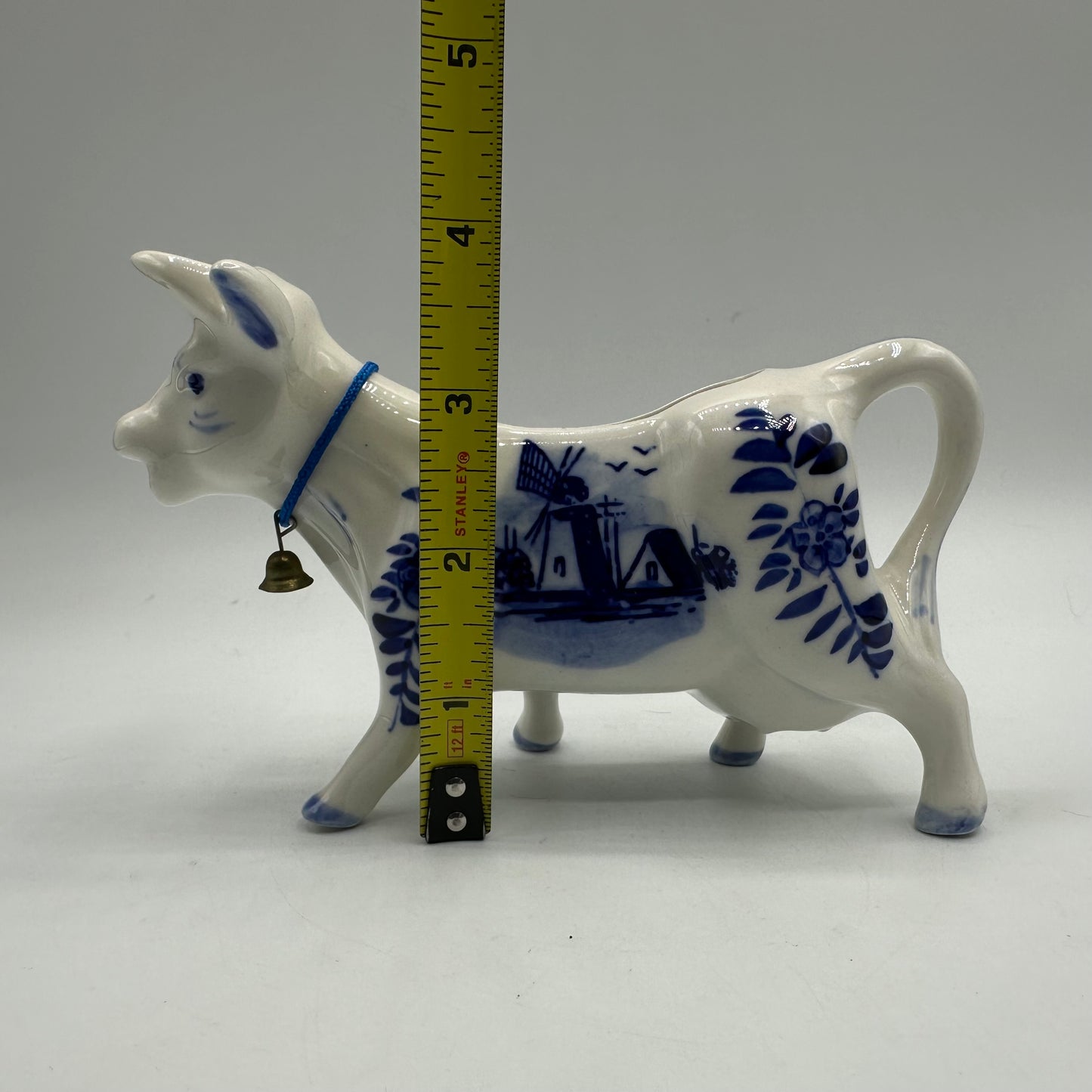 Delft Porcelain Cow Creamer With Bell