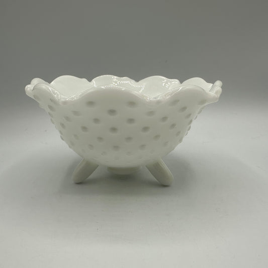 LE Smith Hobnail Milk Glass Bowl, Footed