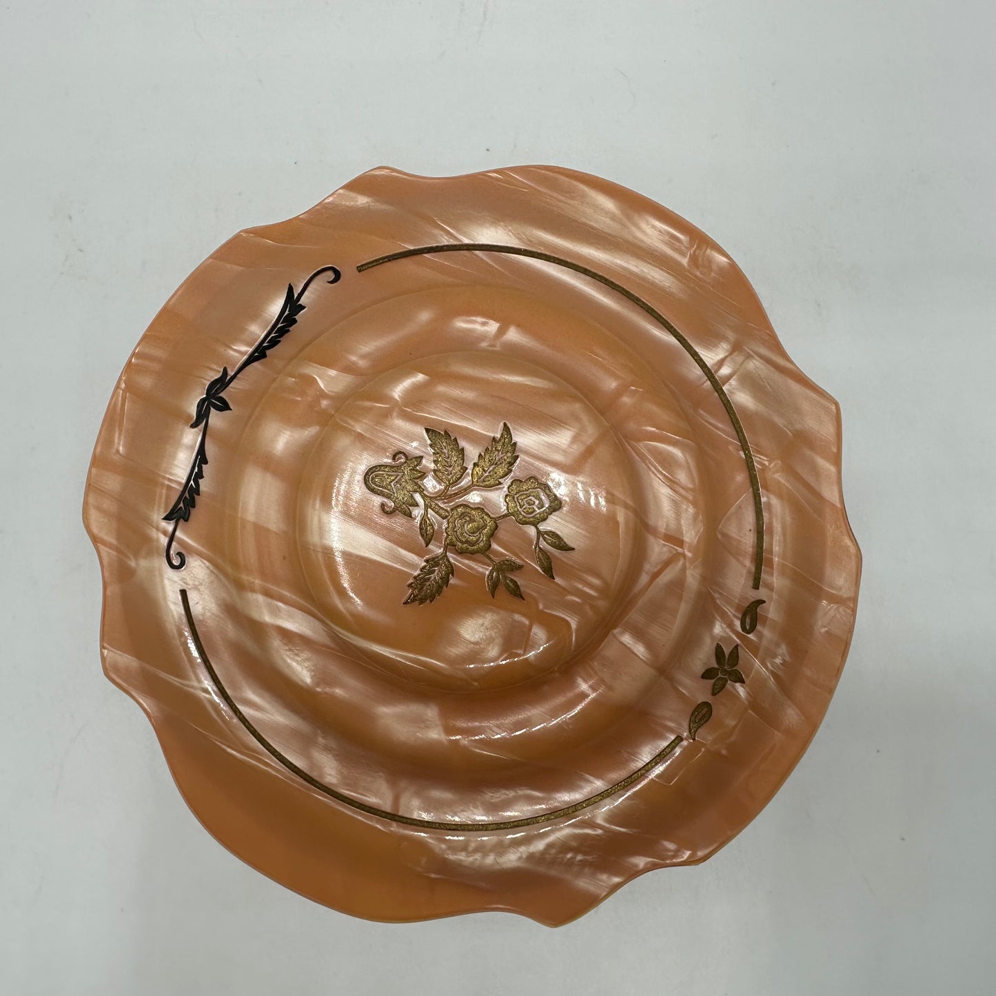 Art Deco Pink Frosted Glass Clawed Foot Powder Jar and Celluloid Lid