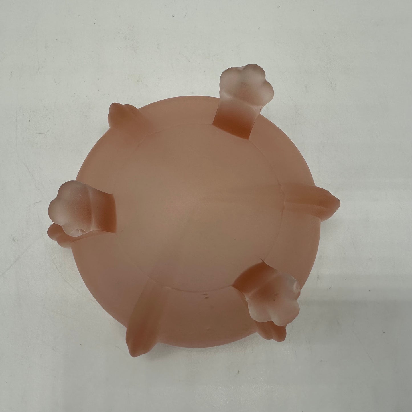 Art Deco Pink Frosted Glass Clawed Foot Powder Jar and Celluloid Lid