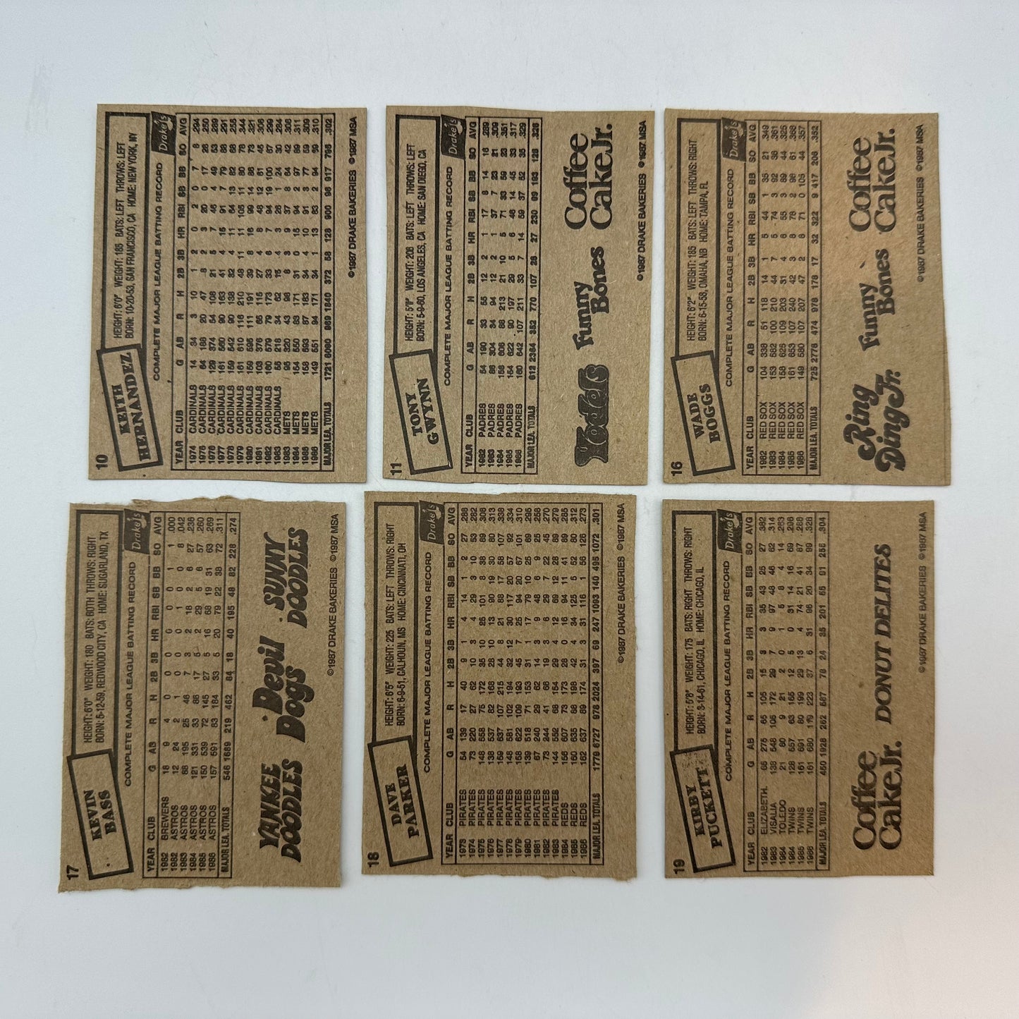 1983-1987 Drake's Big Hitters 3rd to 7th Annual 24 Baseball Card Set