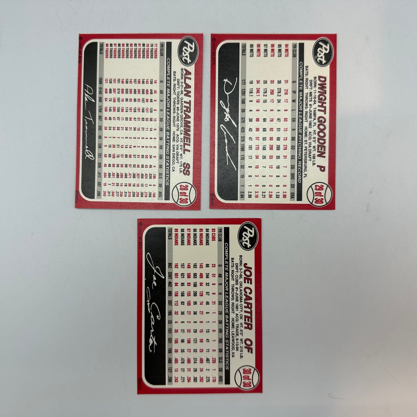 1990 Post Cereal First Collector Series 11 Baseball Card Set