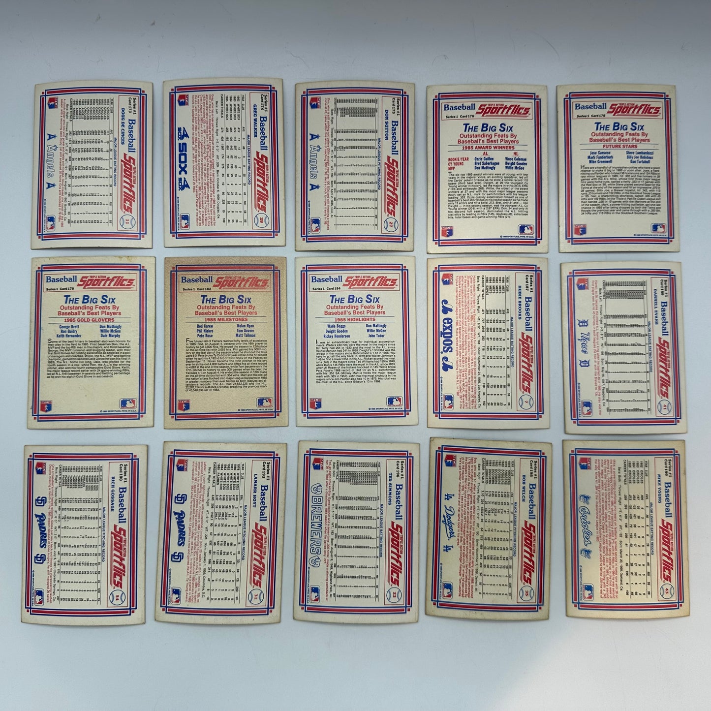 1986 Sportflics 125 Baseball Card Set