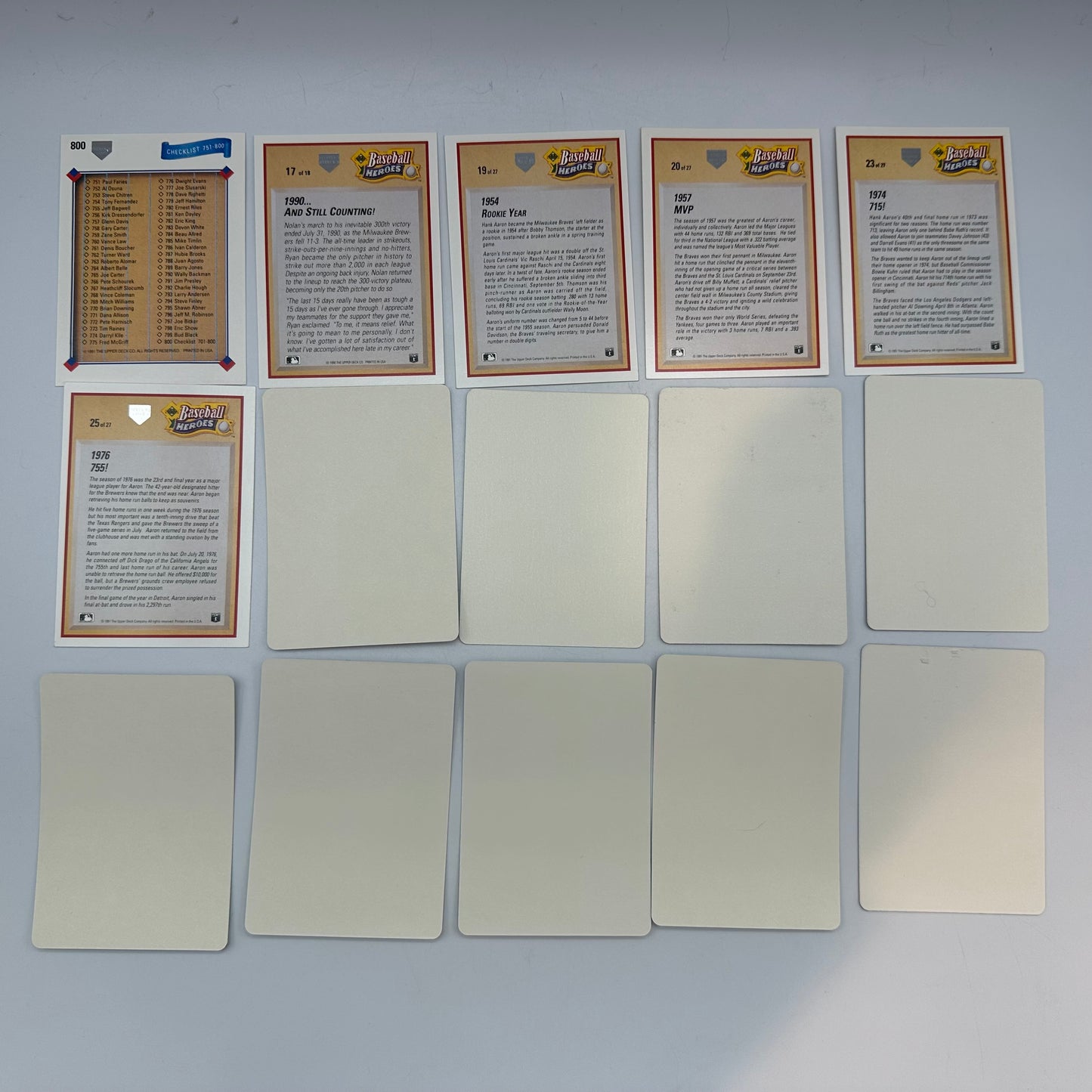 1991 Upper Deck Baseball 206 Card & 9 Lithogram Sticker Set