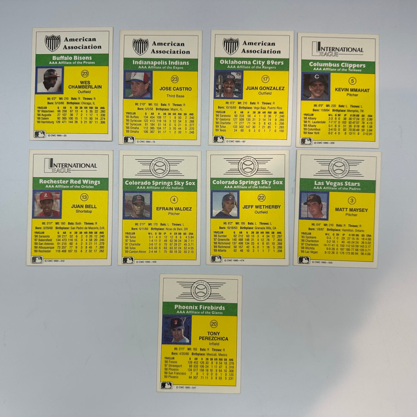 1990 CMC Baseball 9 Card Set