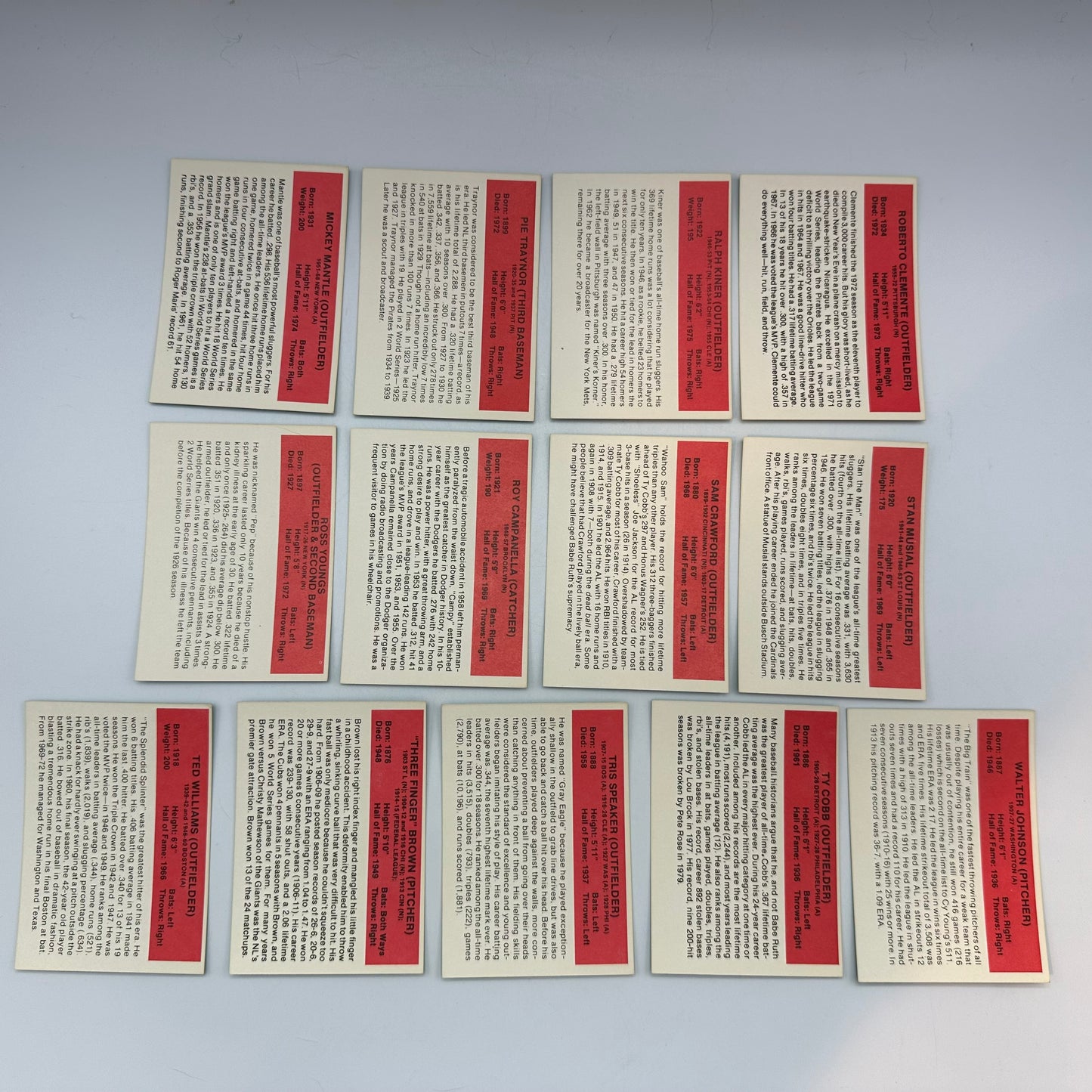 1987 Baseball's All-Time Greats 37 Card Set