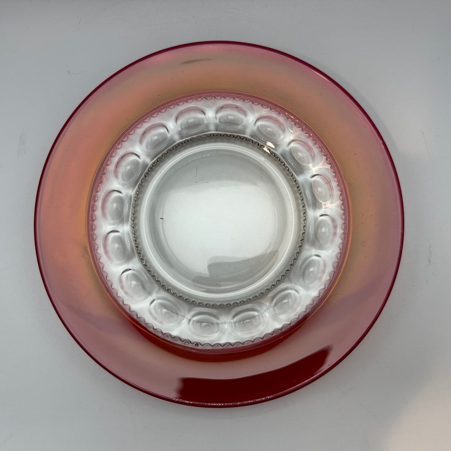 Indiana Glass Kings Crown Thumbprint Ruby Flash Luncheon Plates, Set of 4