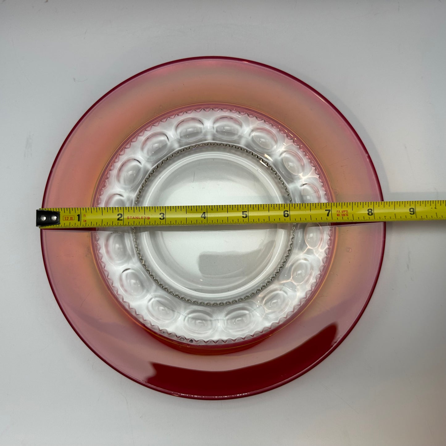 Indiana Glass Kings Crown Thumbprint Ruby Flash Luncheon Plates, Set of 4