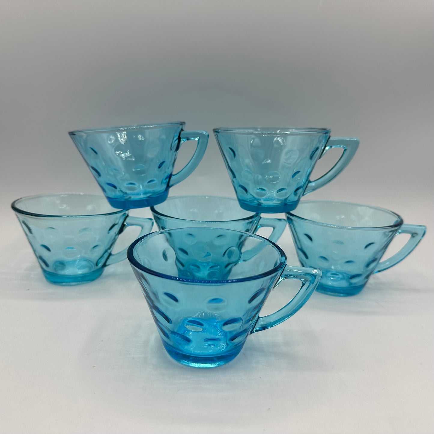Hazel Atlas Capri Dot Coffee/Tea Cups, Set of 6