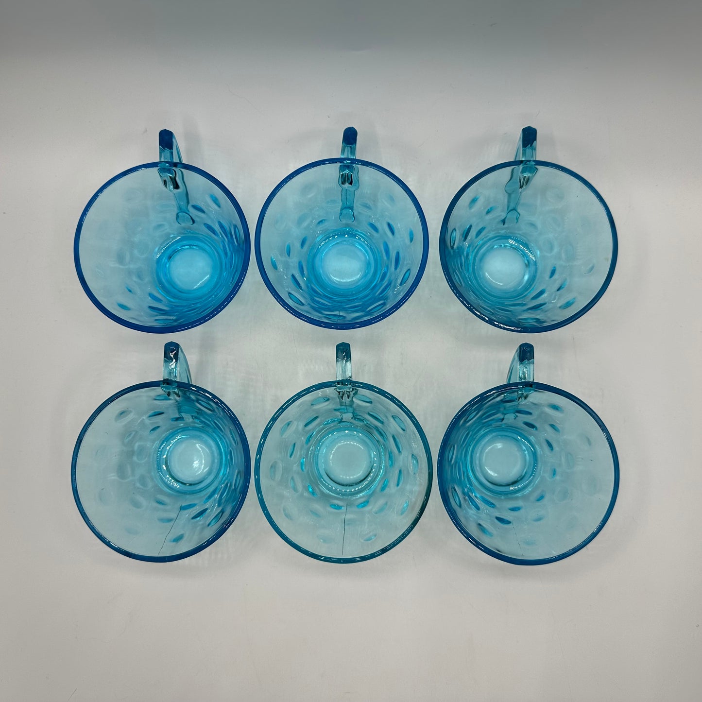Hazel Atlas Capri Dot Coffee/Tea Cups, Set of 6