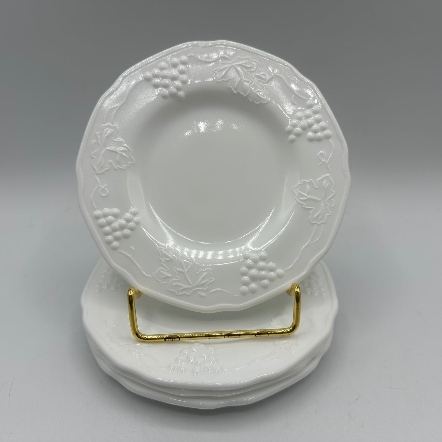 Colony Harvest Milk Glass Bread and Butter Plates, Set of 4