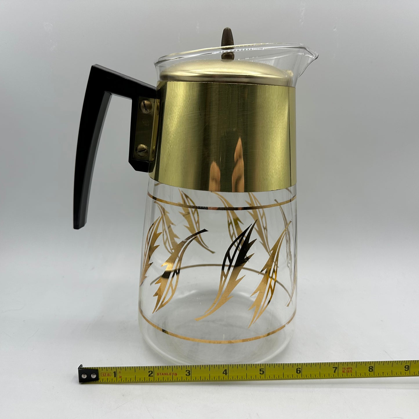Corning Coffee Pot Carafe Gold Leaves