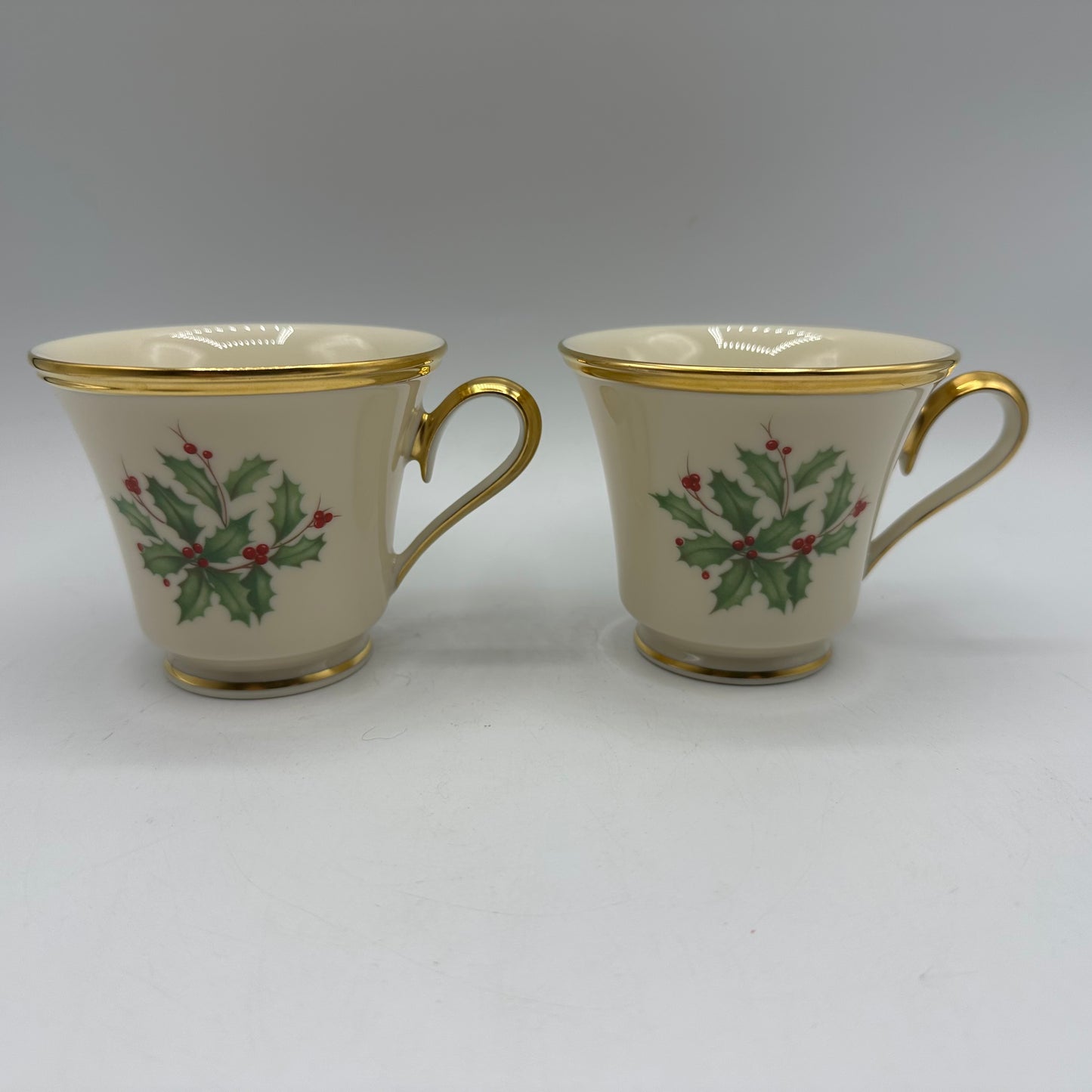 Lenox Holiday (Dimension) Footed Cup & Saucer, Set of 2