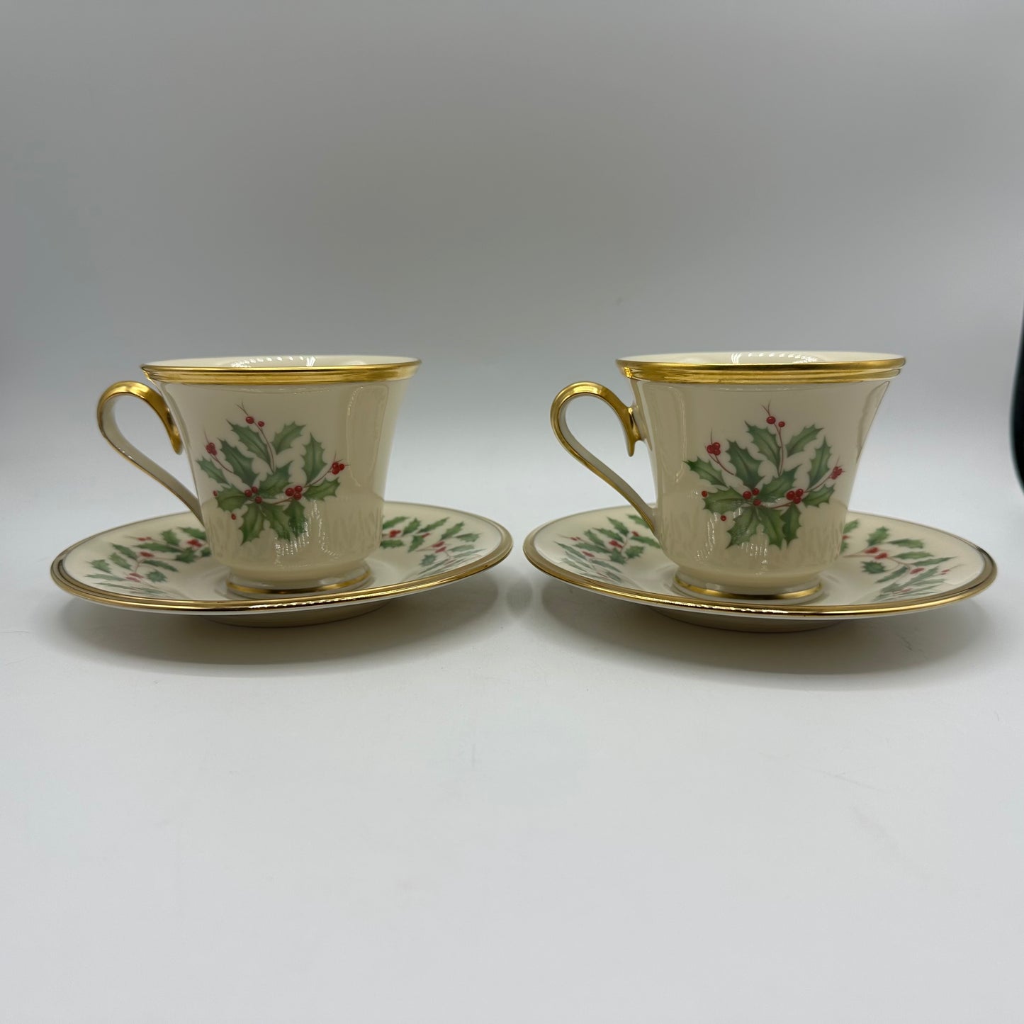 Lenox Holiday (Dimension) Footed Cup & Saucer, Set of 2