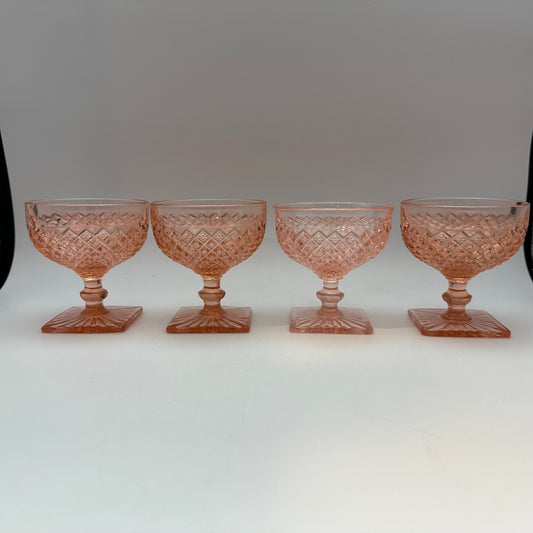 Anchor Glass Miss America Champagen/Tall Sherbert, Set of 4