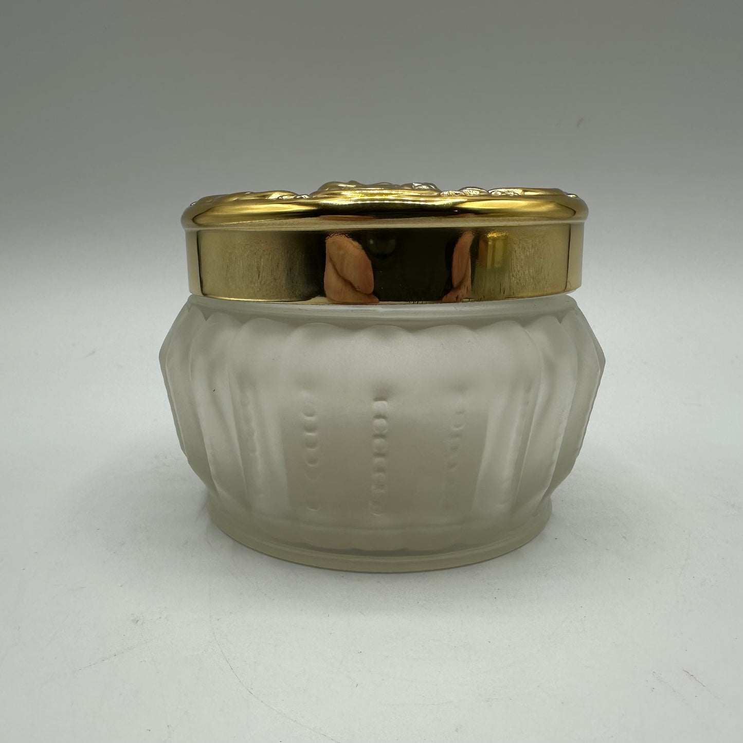 1960's Estee Lauder Re-Nutriv Powder Frosted Decorative Glass Jar Gold, Lot of 2