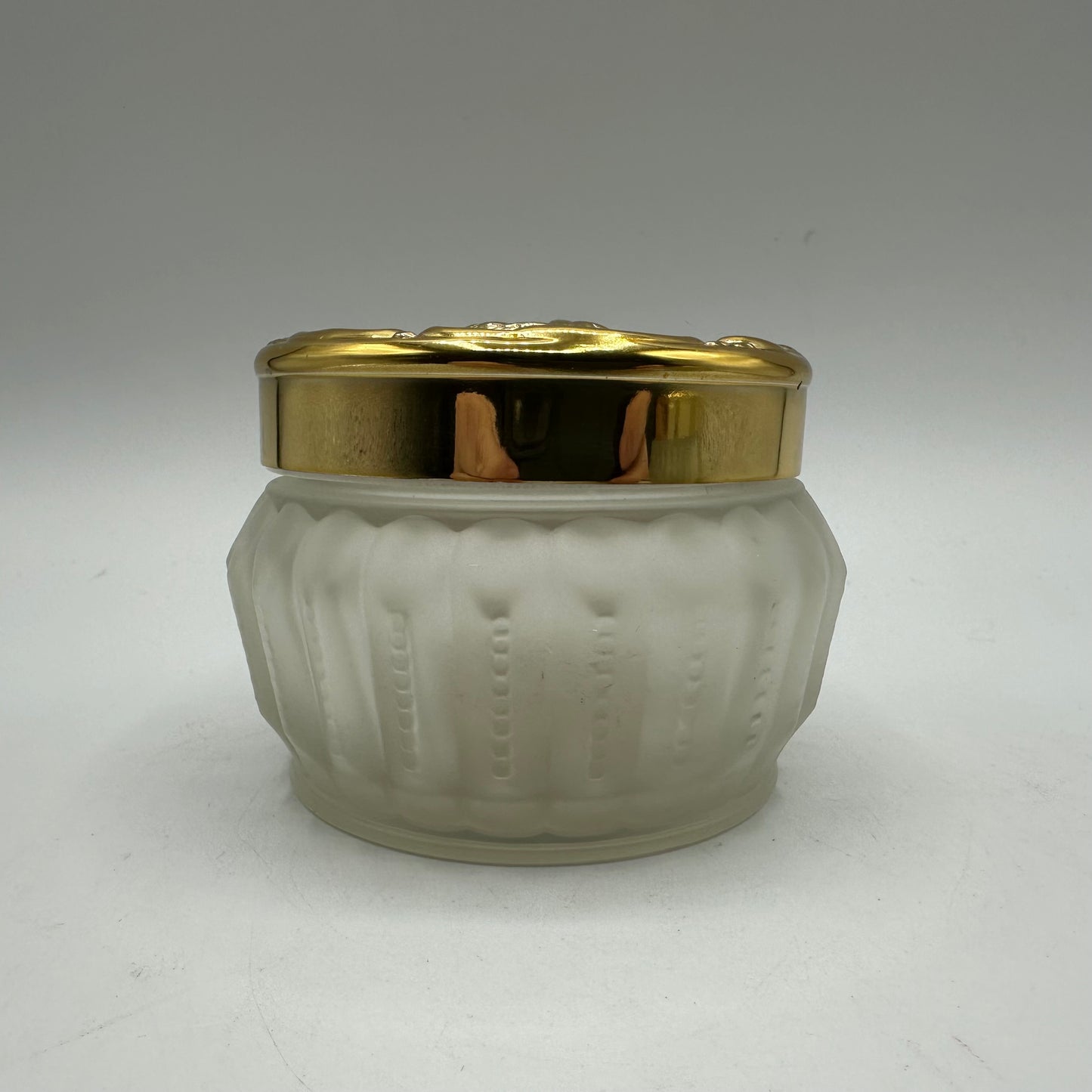 1960's Estee Lauder Re-Nutriv Powder Frosted Decorative Glass Jar Gold, Lot of 2