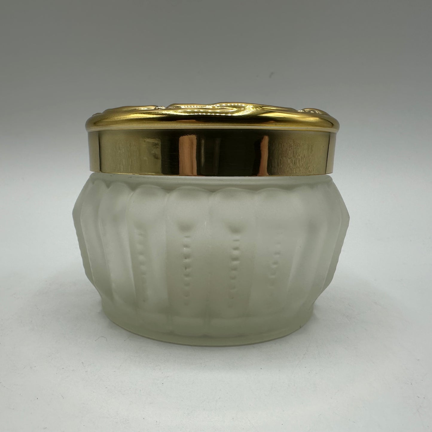 1960's Estee Lauder Re-Nutriv Powder Frosted Decorative Glass Jar Gold, Lot of 2