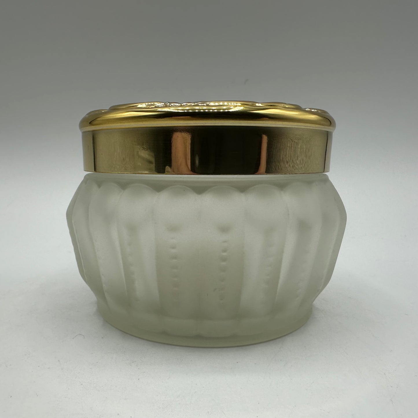 1960's Estee Lauder Re-Nutriv Powder Frosted Decorative Glass Jar Gold, Lot of 2