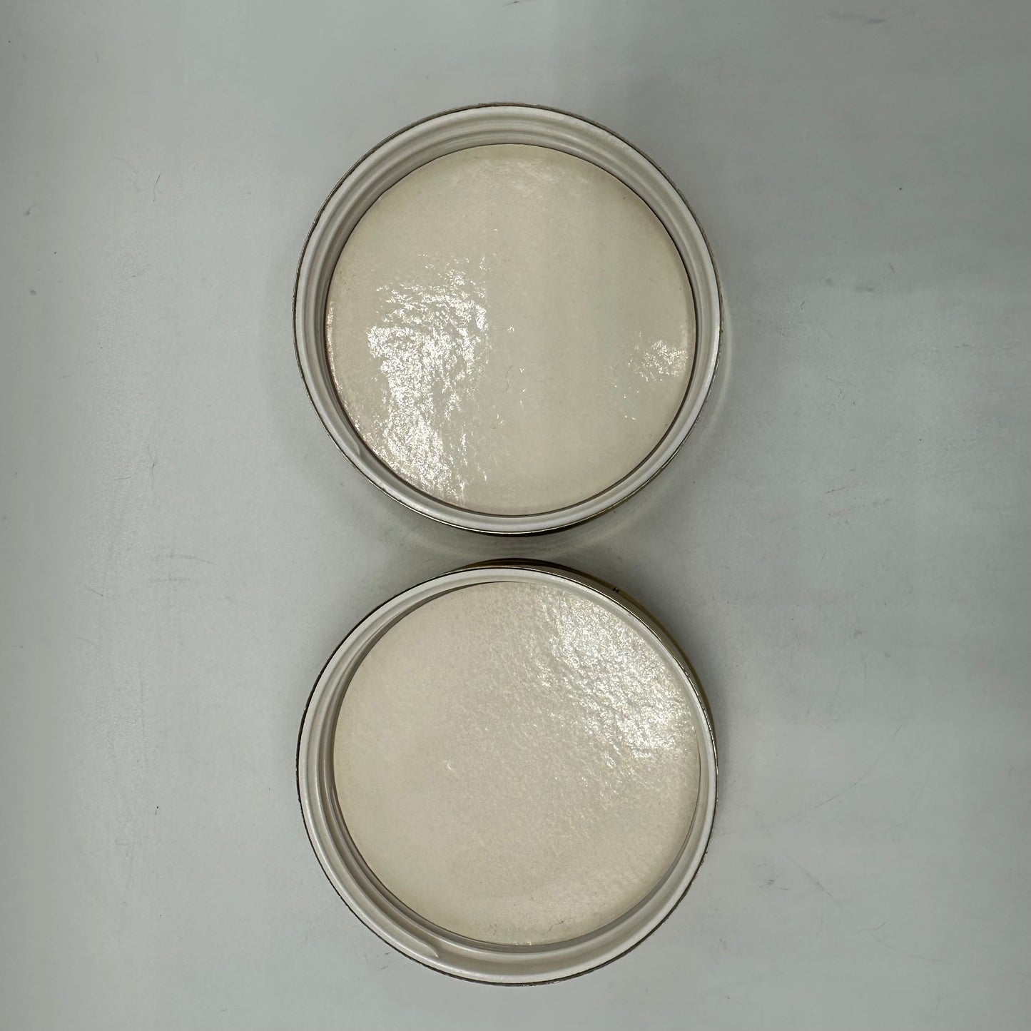 1960's Estee Lauder Re-Nutriv Powder Frosted Decorative Glass Jar Gold, Lot of 2
